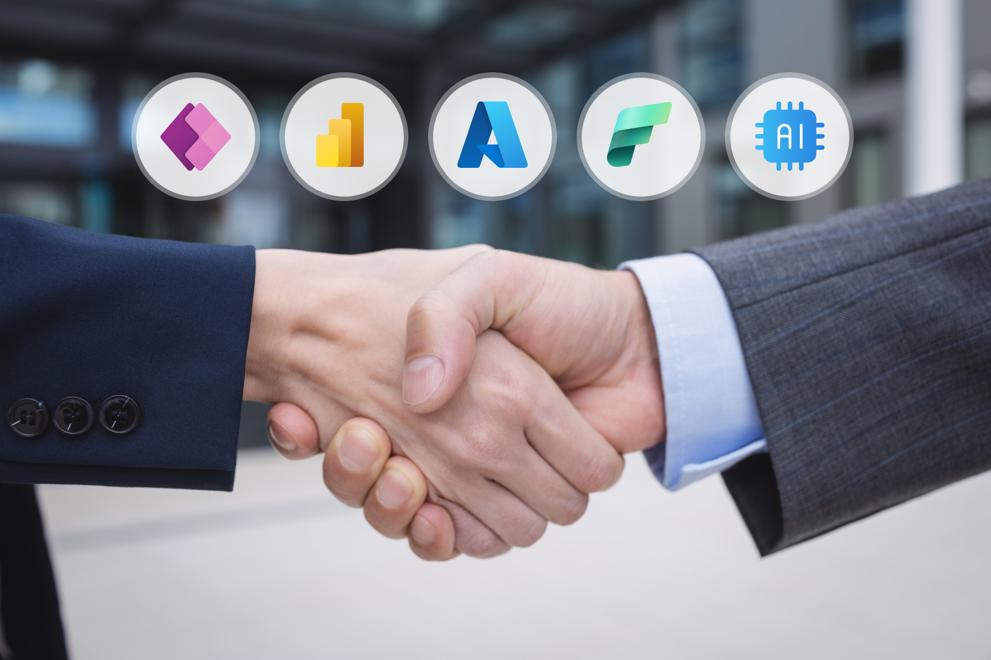 Handshake representing cooperation with an IT company on a business application project